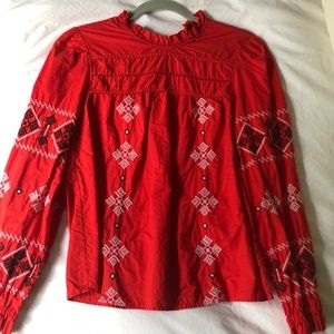 Zara Embroidered red top